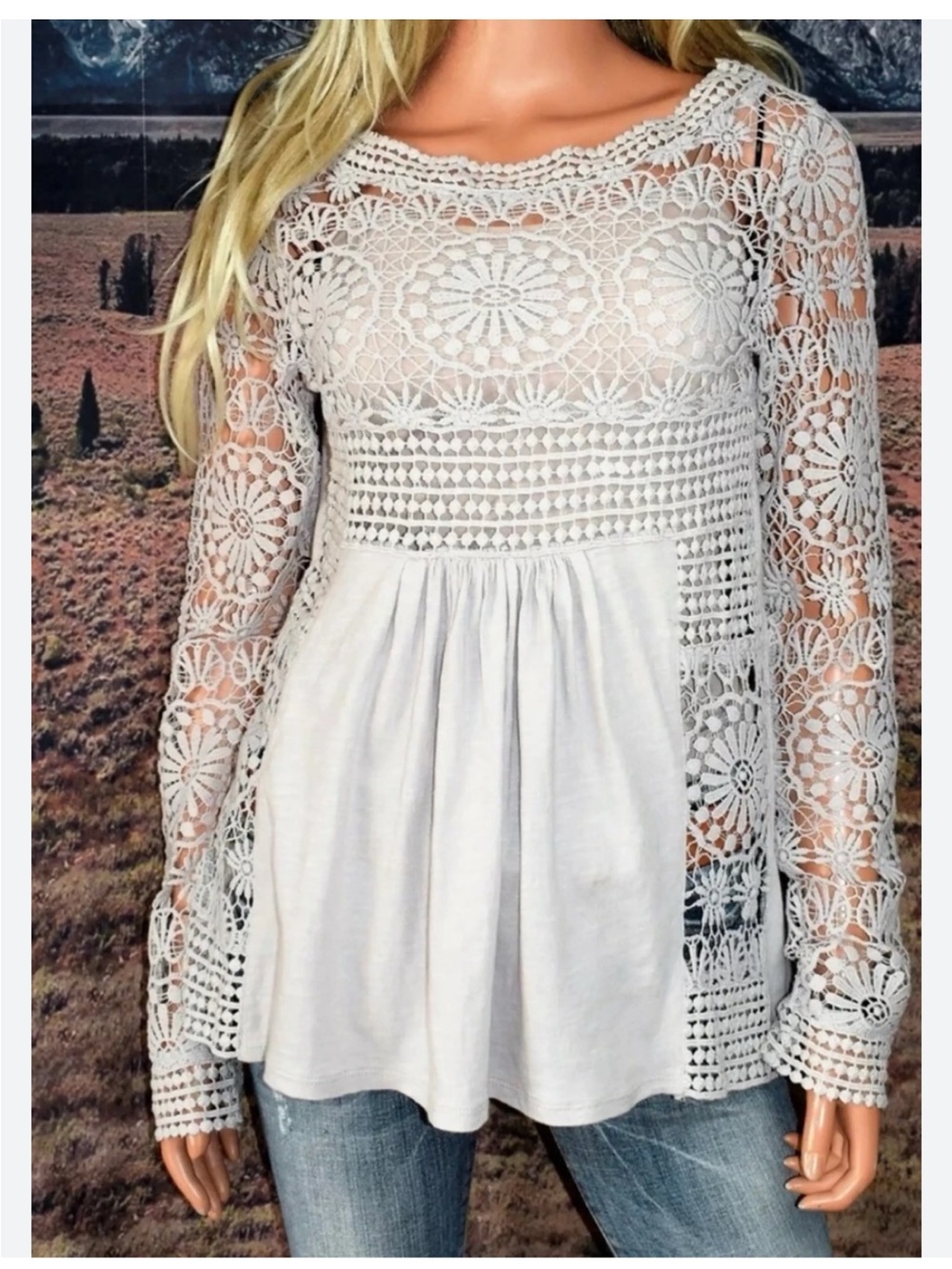 Sundance Nostalgic Nuance Crochet Top Size XL